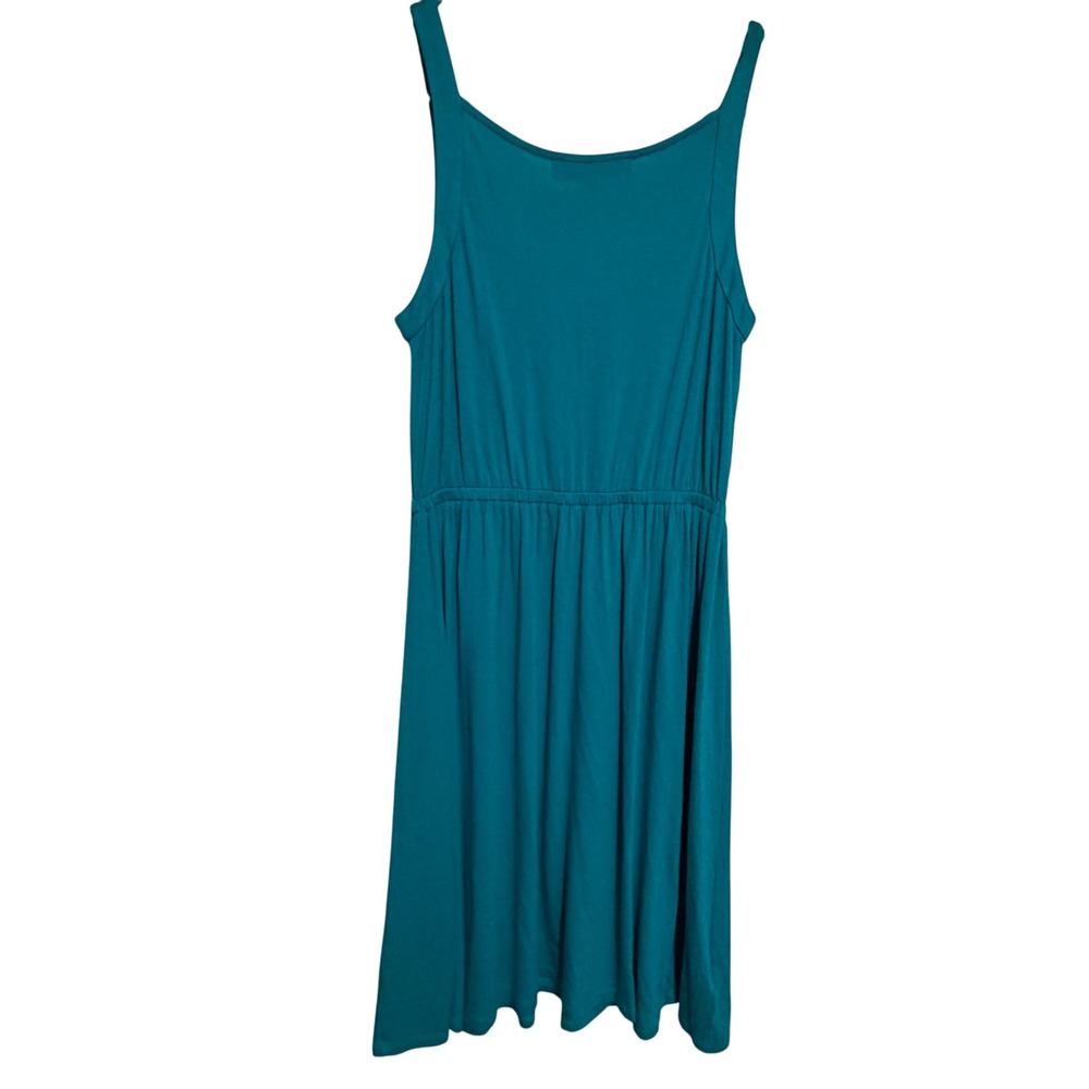 LOFT Teal Blue Surplice V-Neck Sleeveless Elastic Waist Jersey Dress XS NWT